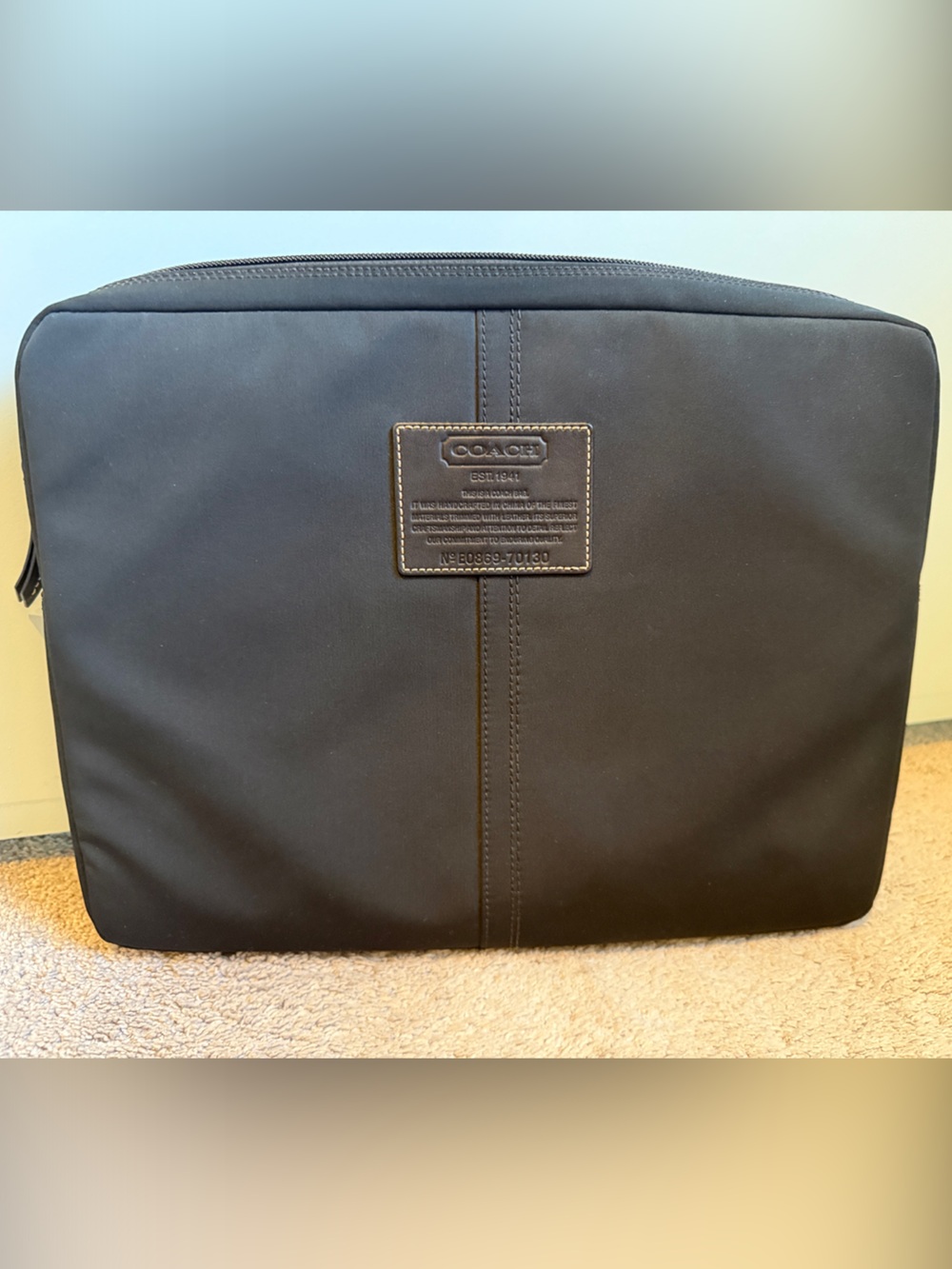 Coach Black Nylon Laptop Sleeve with Signature Patch (up to 15" screen)